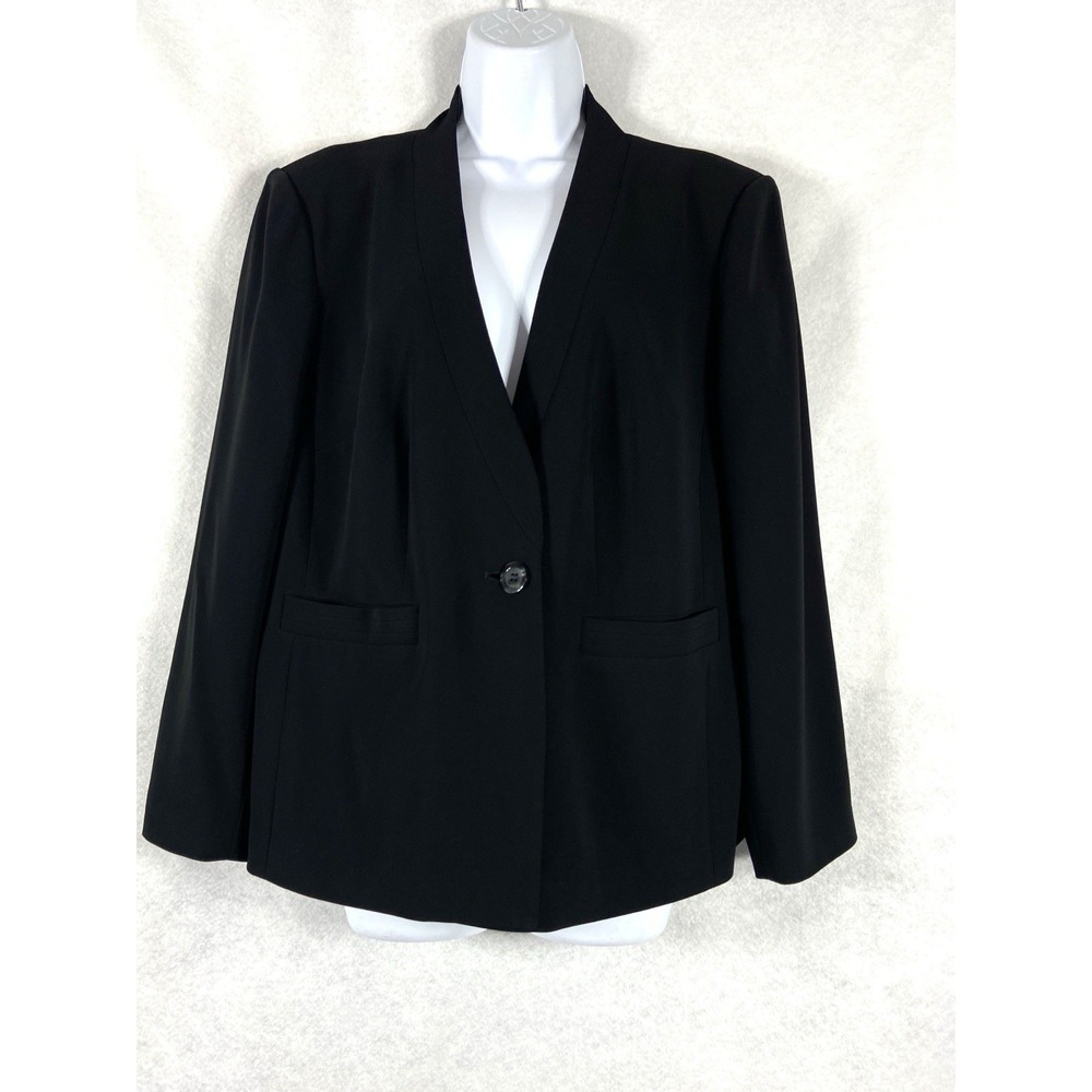 Vintage Talbots Jacket Petite 14W Black Blazer Lined Long Sleeves USA Made
